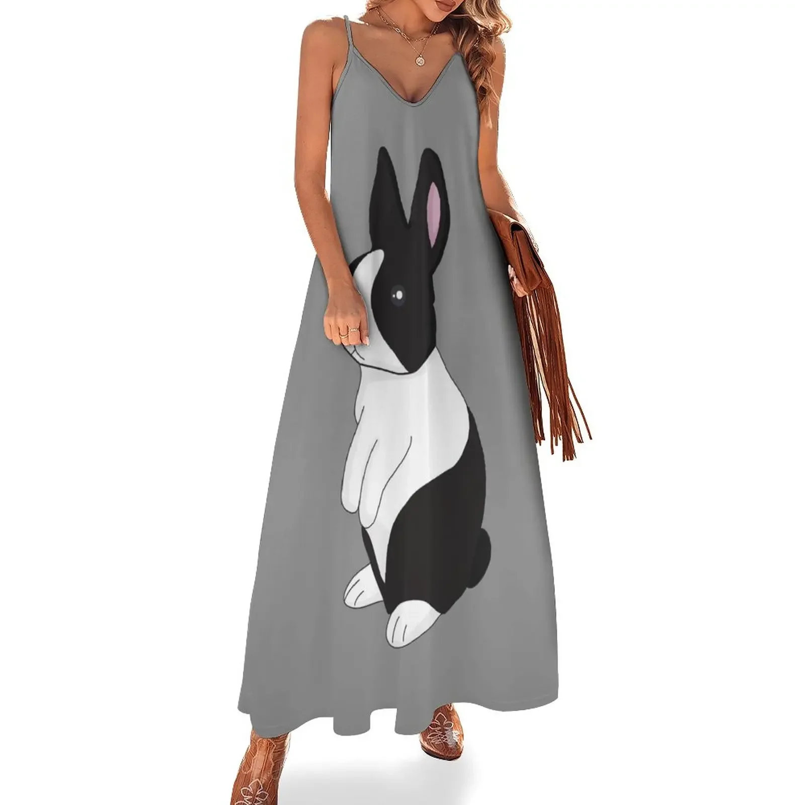 

Black And White Dutch Rabbit Sleeveless Dress ladies dresses for special occasion Woman dresses Dress