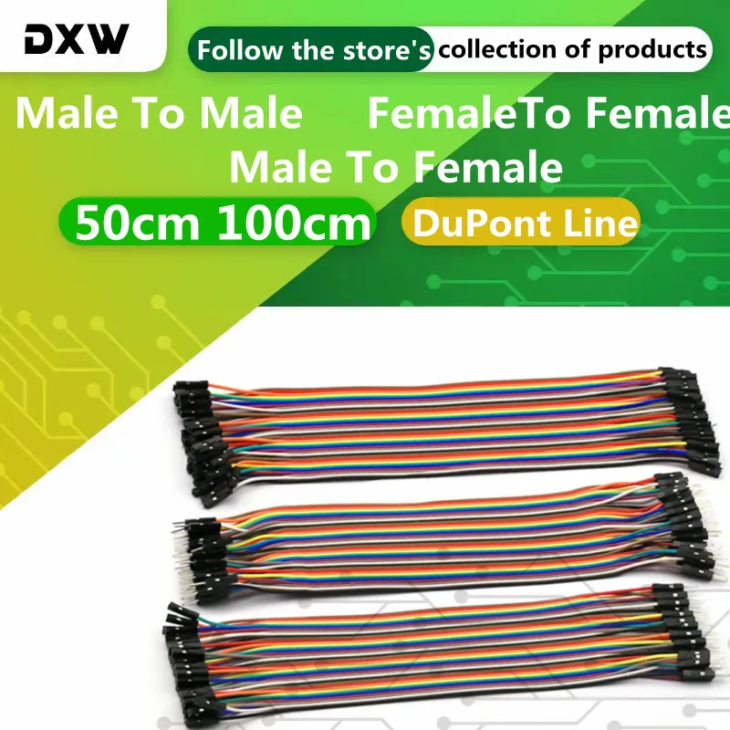 40PCS/Lot DuPont Line 50cm 100cm Jumper Wire DuPont Line DuPont Cable Connection Male To Male FemaleToFemale and Male To Female