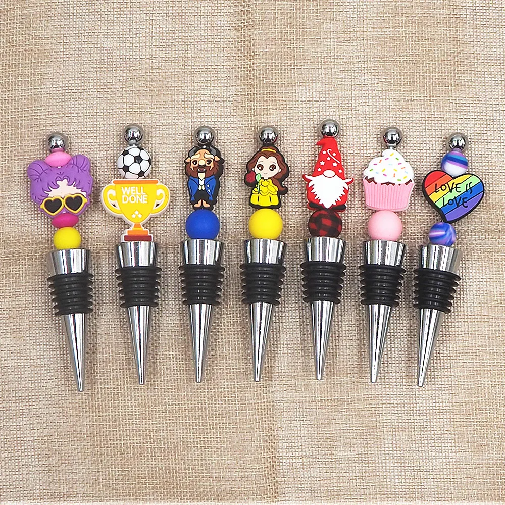 ChenKai 10pcs DIY Beadable Wine Bottle Stopper Party Wedding Bar Decor Sealed Fresh-keeping Wine Champagne Stopper