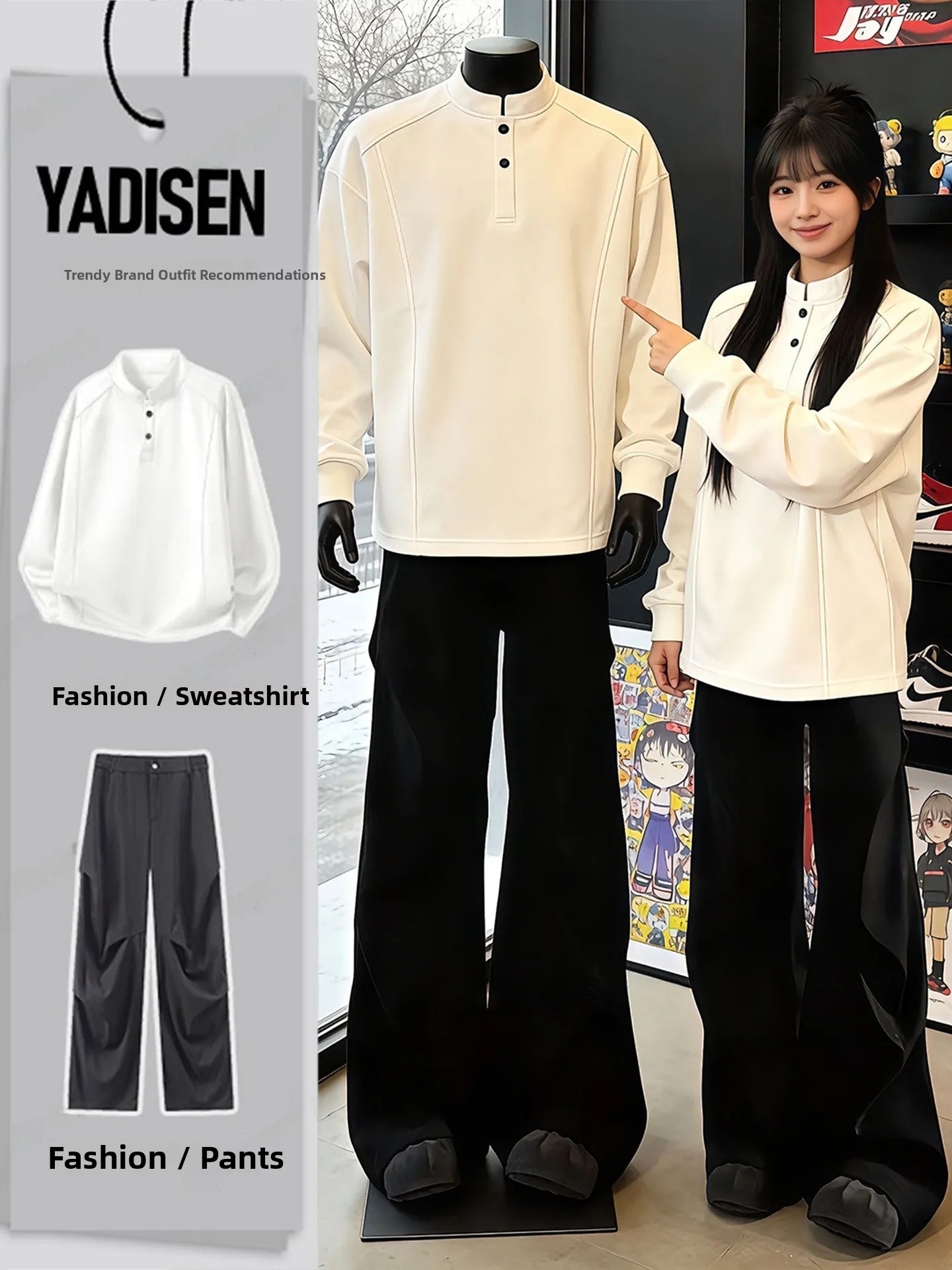 

White Fce Lined Hoodie Long Sve Slim Fit Henry Collar Winter Faion Set for Men Cool Sli Inner Match with T-irt
