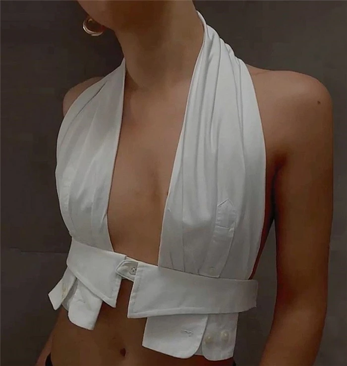 Sexy Crop Tank Top Damen Ort Irt Street Sle Farbe Slim Fit Hängendes Ne Design Sommer Faion Damen Weste