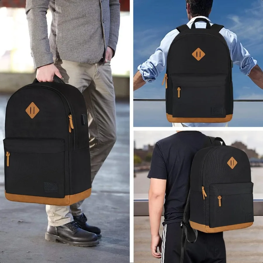 Mochila grande para laptop de viagem com porta de carregamento USB para homens e mulheres Mochila escolar clássica para meninos e meninas Bolsa de trabalho 18 polegadas