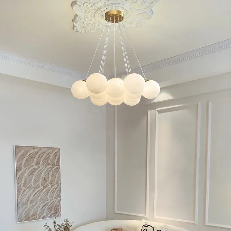 French Style Luxury Magic Bean Chandelier Nordic Bubble Ball Chandelier Living Room Bedroom Design Cream Style Room Decoration