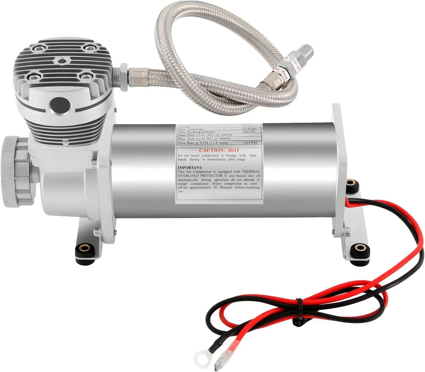 Heavy Duty Universal 200PSI Air Horn  DC 12V 480C Compressor 1/4NPT Hose Kit Compatible With for Suspension/Air Bag/Train Horn