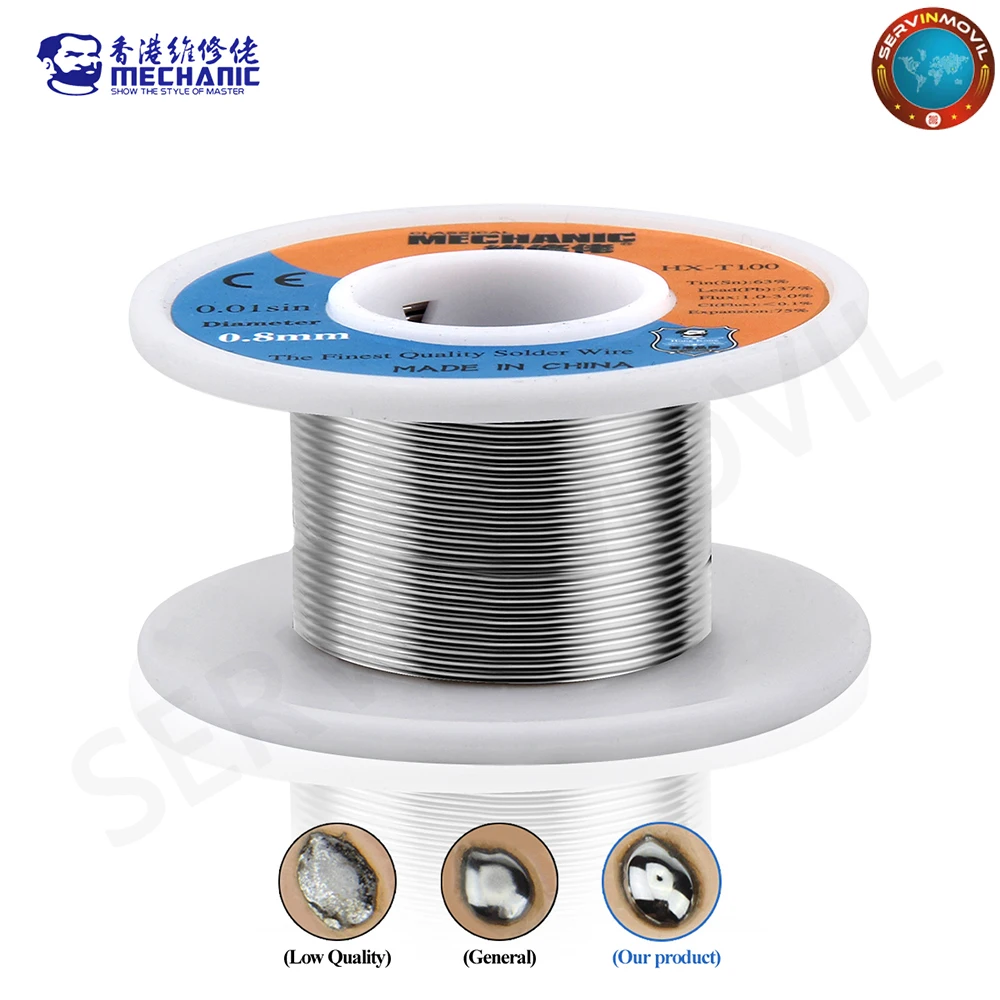 MECHANIC HX-T100 55g Rosin Core 183℃ Melting Point 0.2mm-1.2mm High Purity Solder Wire Welding Flux 1.0-3.0% Iron Cable Reel