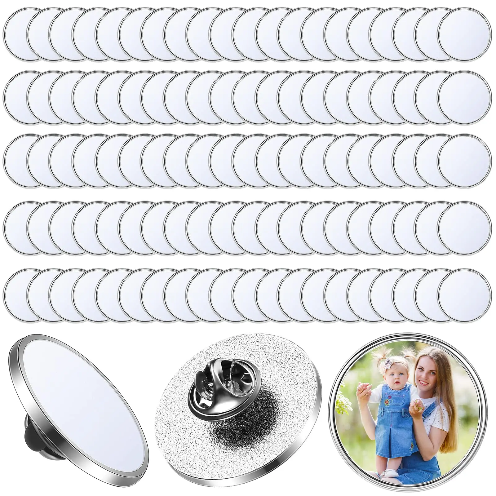 10/20pcs Sublimation Pins Zinc Alloy Round Bulk Buttons Blank Badge Kit with Silver Gold Colors for DIY