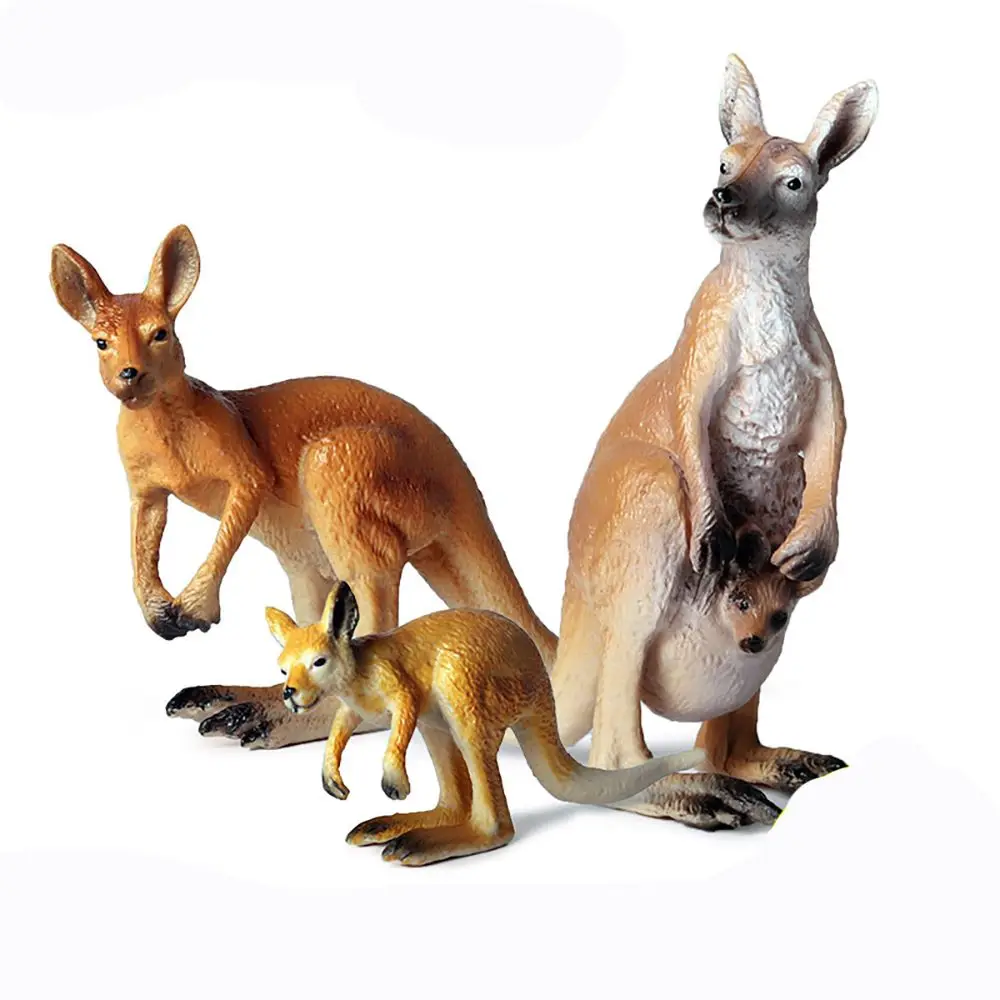 Regalo juguetes de enseñanza ciencia y naturaleza simulación Animal salvaje Roo Cub estatuilla realista modelo de canguro escenas del zoológico