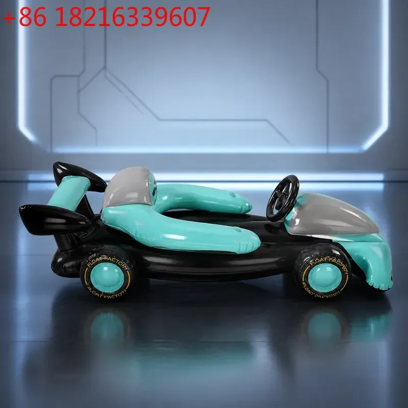 New Inflatable Racing Car Float Large Adult Cartoon Model PVC Single Seat Floating Row for Pool Party Water Games