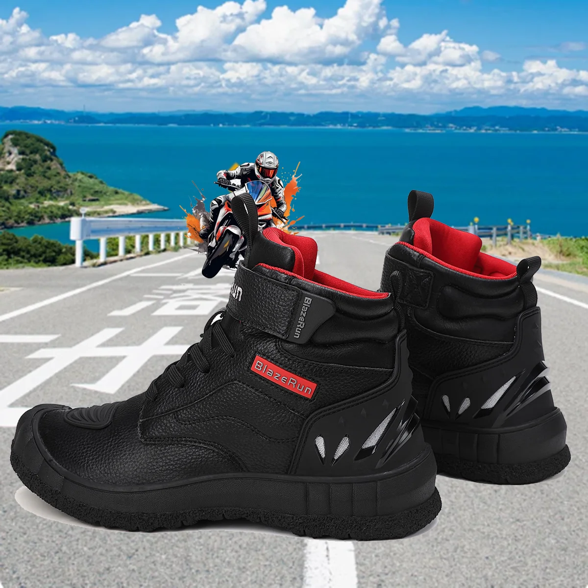 

New Motorcycle Boots Men Leather Motos Breathable Anti Slip Wear-resistant Riders Boots Motorbike Racing Ankle Length Shoes