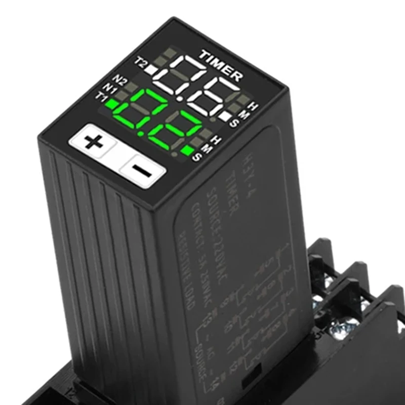 ABNO-H3Y-4 AC220V Liquid Crystal Time Relay Dual Time With Base Small Digital Display Cycle Time Control Delayer