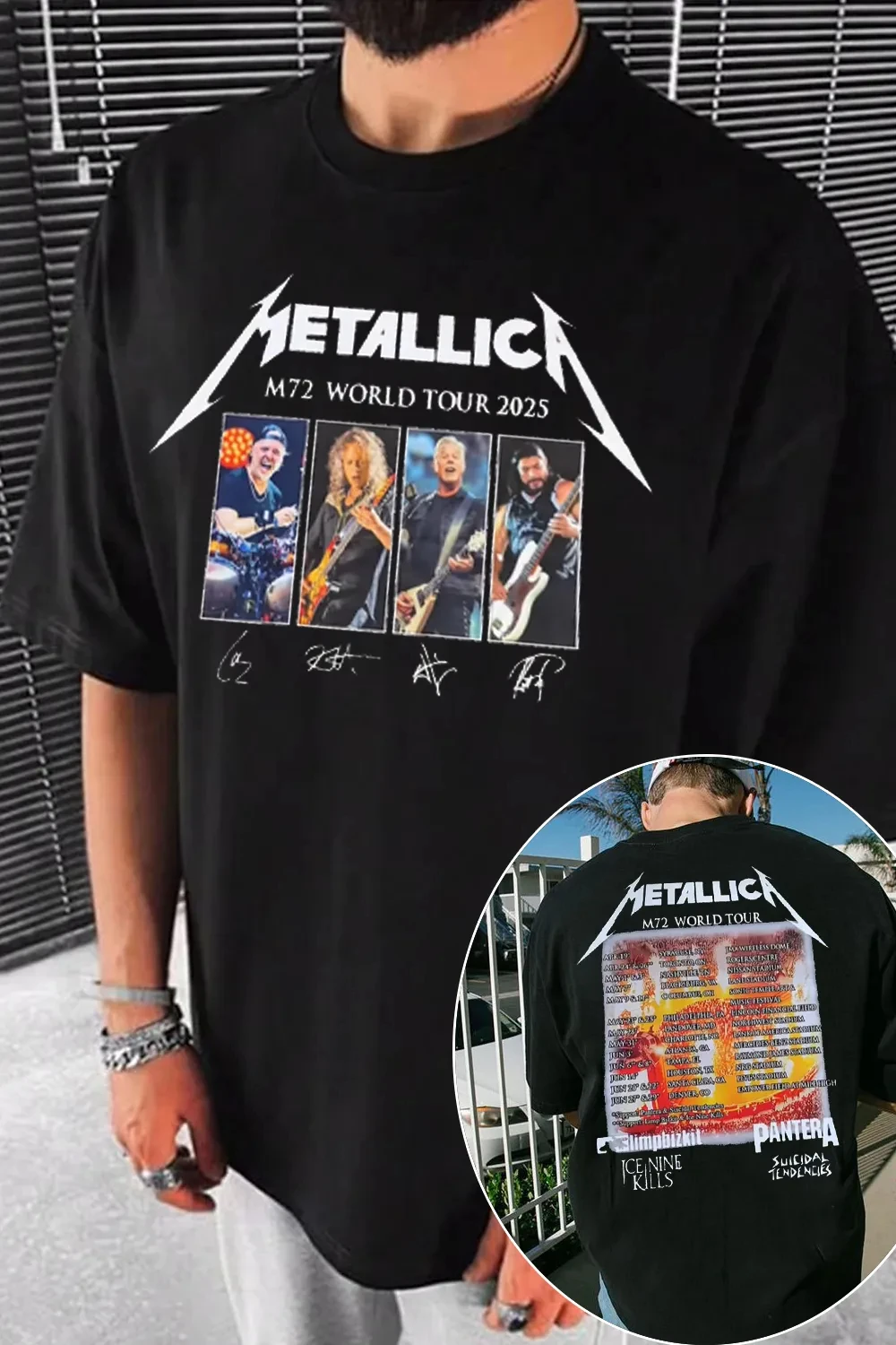 Text Blue Metallica Rockband T-Shirt Baumwolle Grafik-Shirt Herren Damen Sommer Streetwear Top – Detail 5