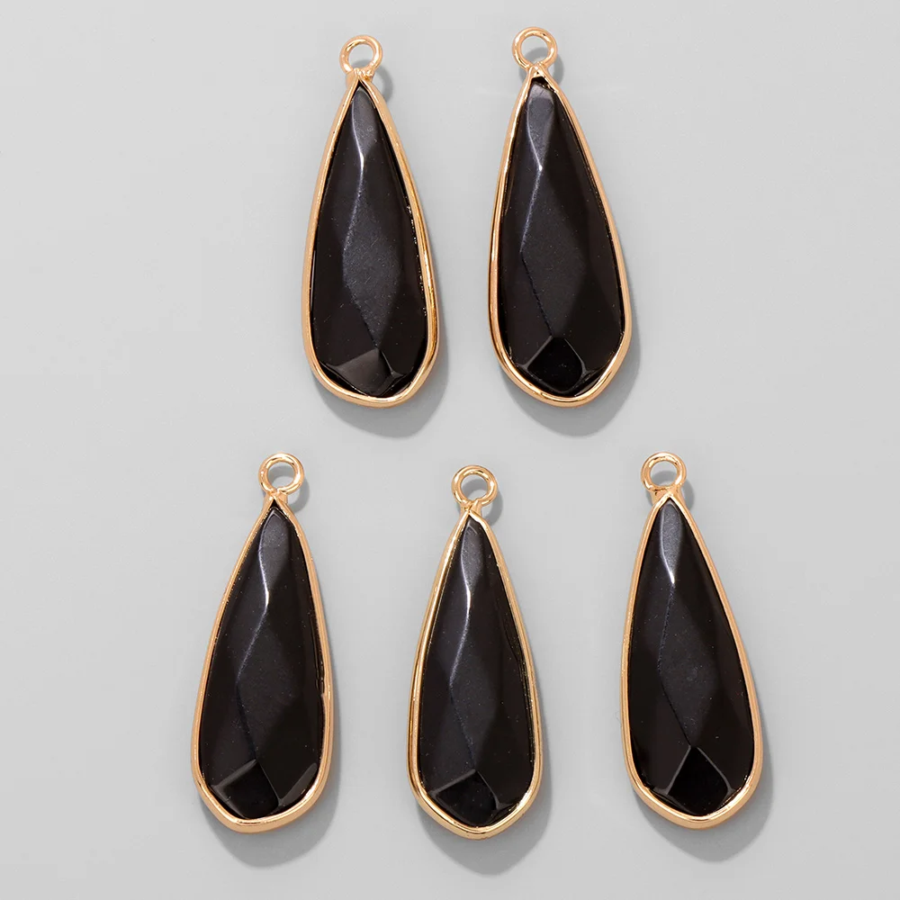 5PCS Fashion Water Drop Shape Stone Pendant 11x30MM Natural Amethyst Opal Agat Charm For Jewelry Making Necklace Earrings DIY - view 6