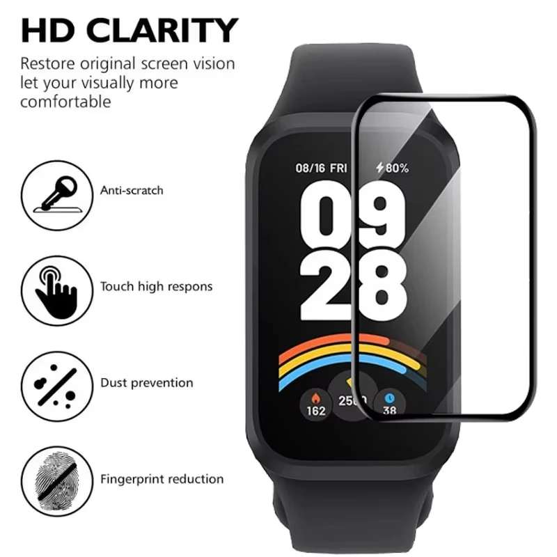 1-5PCS Screen Protector For Xiaomi Mi Band 9 8 Active Accessories Soft Curved Edge (Not Glass) For Xiaomi Redmi band 3 2 film