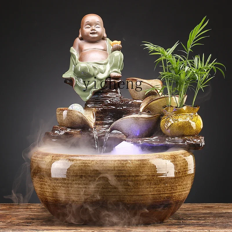 A30  Flowing Water Wealth Ornament Elephant Fountain Circulating Water Creative