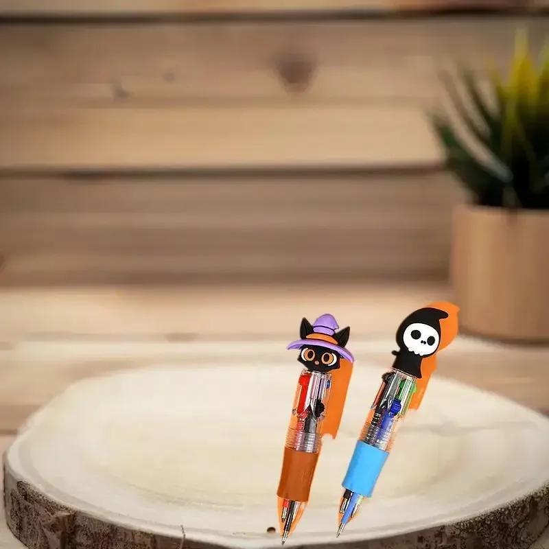 4 цвета в 1, шариковая ручка с героями мультфильмов на Хэллоуин — наборы из 5/10/15/20 — «Летучая мышь, тыква и призрак» — идеальный подарок студенту