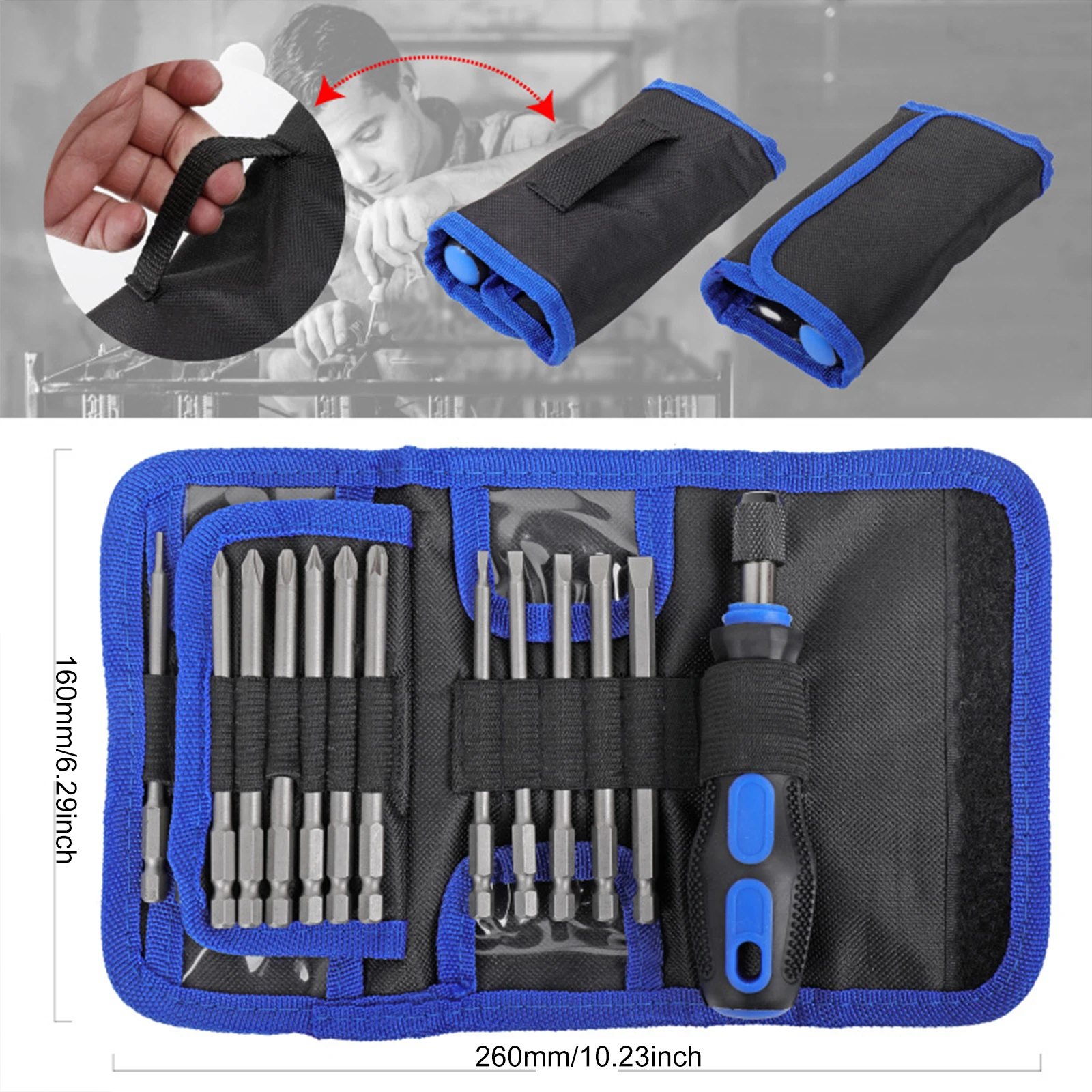 25 In 1 Screwdriver Bit Set Quick Release Long Screwdriver Bit 100mm Magnetic Bit Holder Screwdriver Bit Adapter In Tool Bag