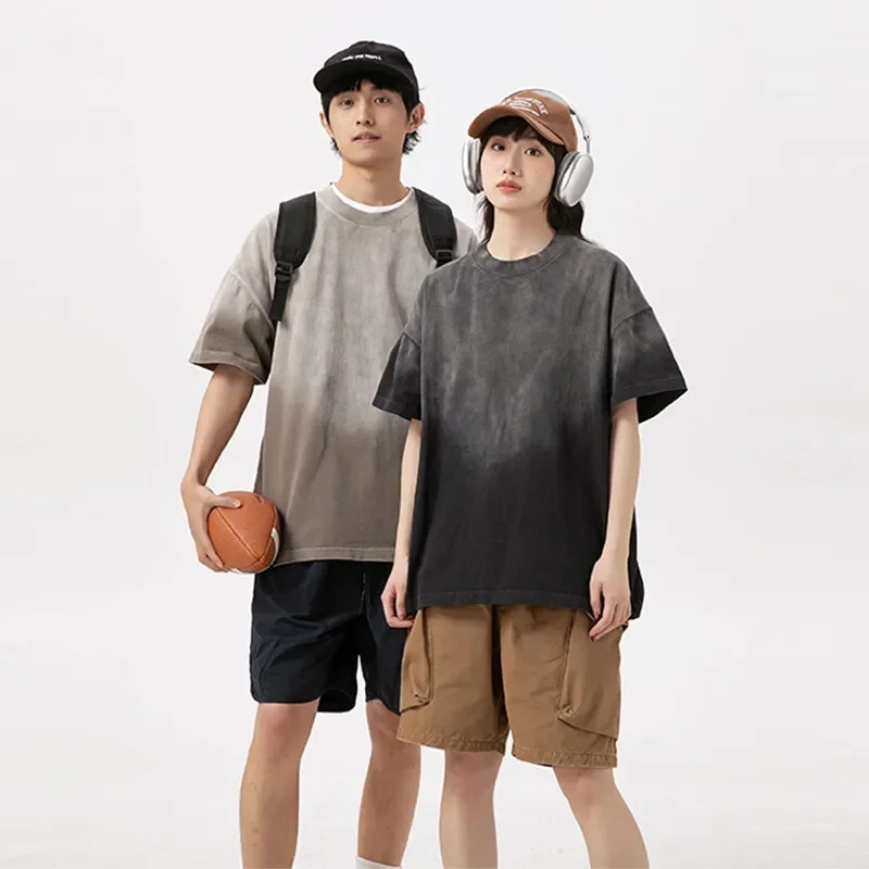 300g High Quality Cotton Tshirt Men Streetwear Fashion Hip Hop Oversize Loose Short Sleeve T-shirt Women Vintage T Shirt view 3