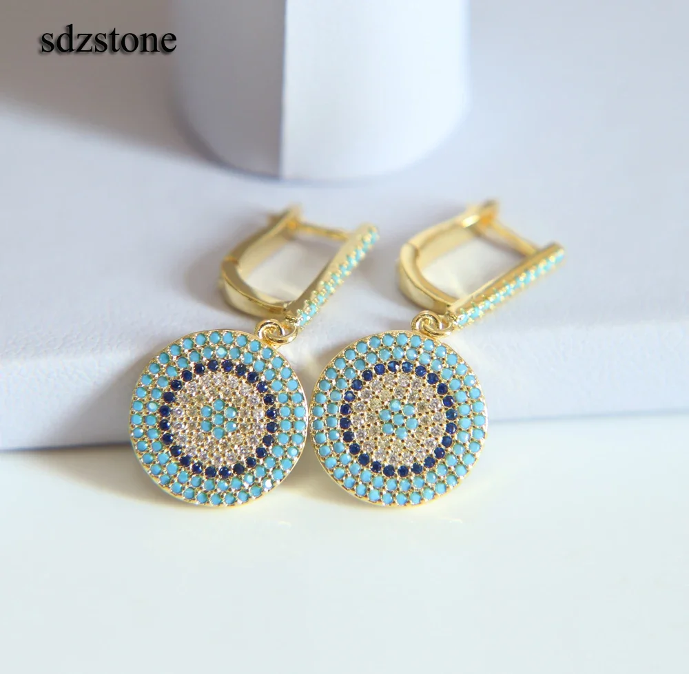 Free Shipping Fashion Earrings Jewelry Trendy Rose Gold Color Austrian Crystal nano turquoises Earrings Wedding For Women Gift