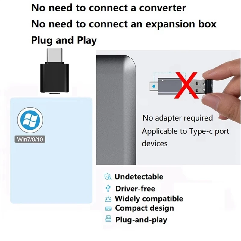 USB C Mouse Jiggler Undetectable Automatic Type C Mouse Mover 3 Jiggle Modes Driver-Free For Keeps Computer Awake