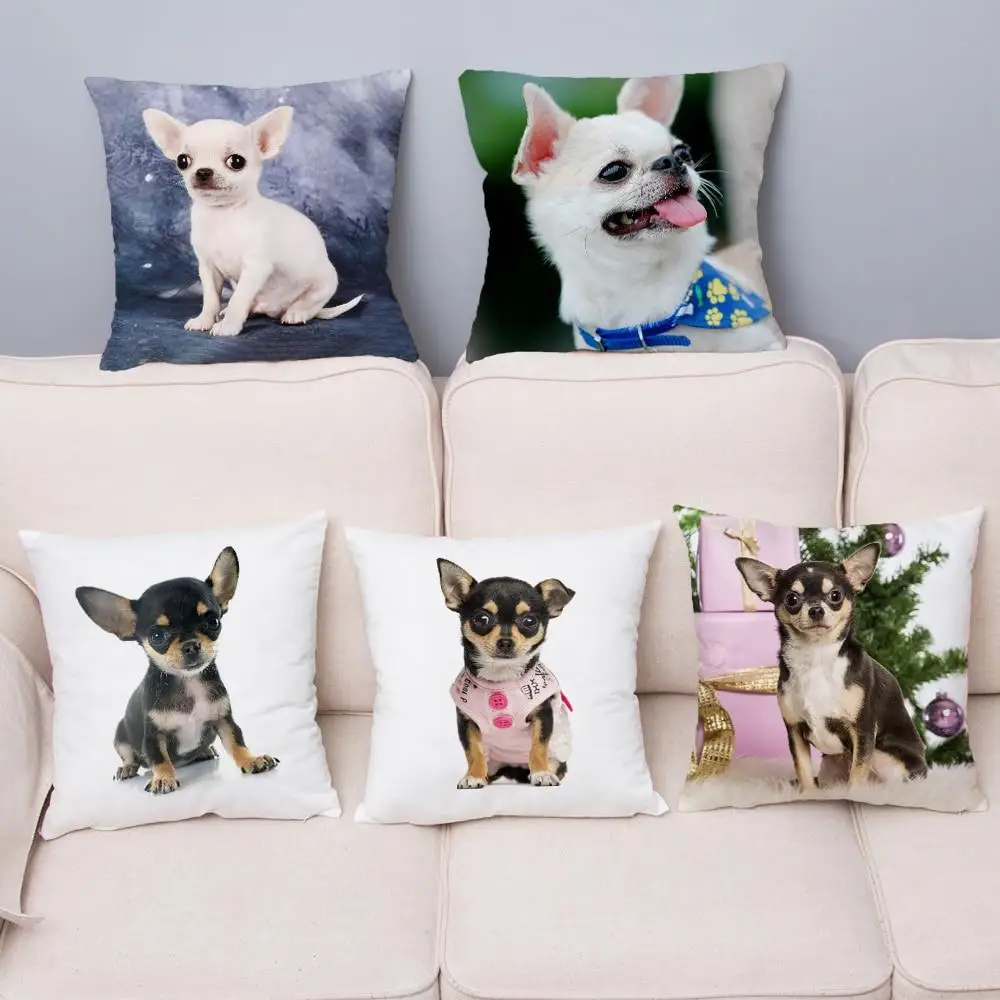 

Pillowcase Sofa Home Decor Cute Mini Chihuahua Dog Print Cushion Cover