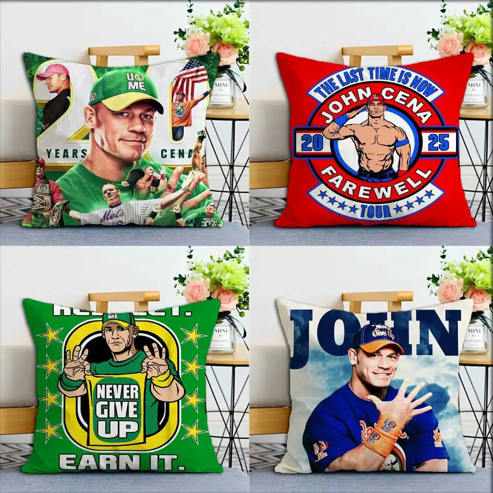 

HOT Wrestler J-John C-Cena World Various Sizes Square Pillow Case For Car Home Bedchamber Decor