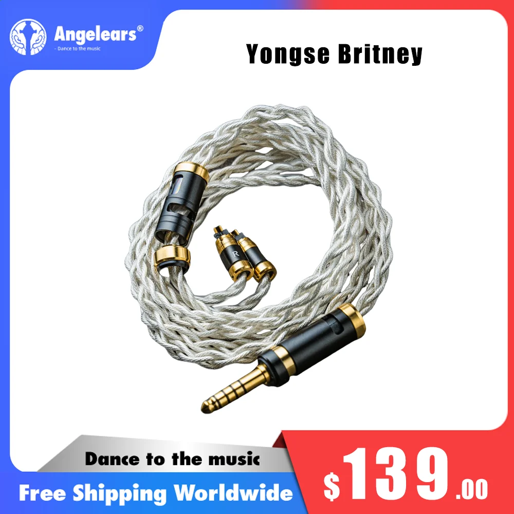 Yongse Britney 20Awg Sterling Silver Upgrade Earphone Cable Switchable Default 3.5mm+4.4mm Plug 2pin 0.78+MMCX Pin