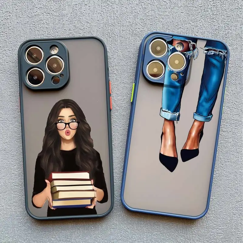 النساء القهوة ملكة جمال فتاة سيدة عالية الكعب قضية الهاتف آيفون 16 14 11 12 13 15 برو ماكس X XS XR SE 2020 7 8 Plus موضة يغطي #5