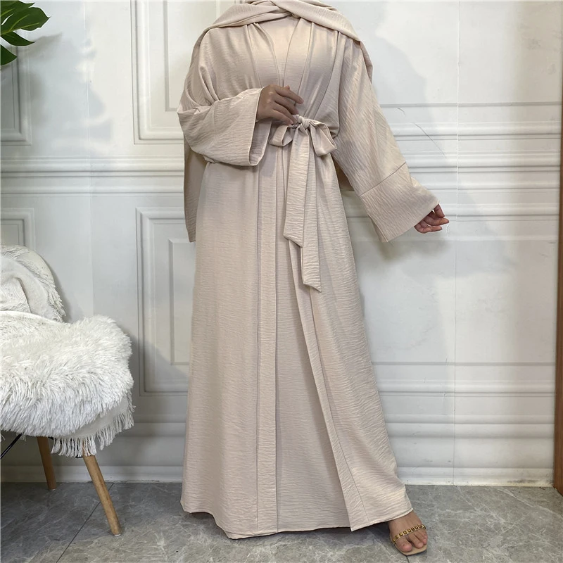 Two piece set Robe Solid Cardigan Abaya Long Dress Pocket Fashion Party Evening Women Muslim Kaftan Jalabiya Women\'s clothing