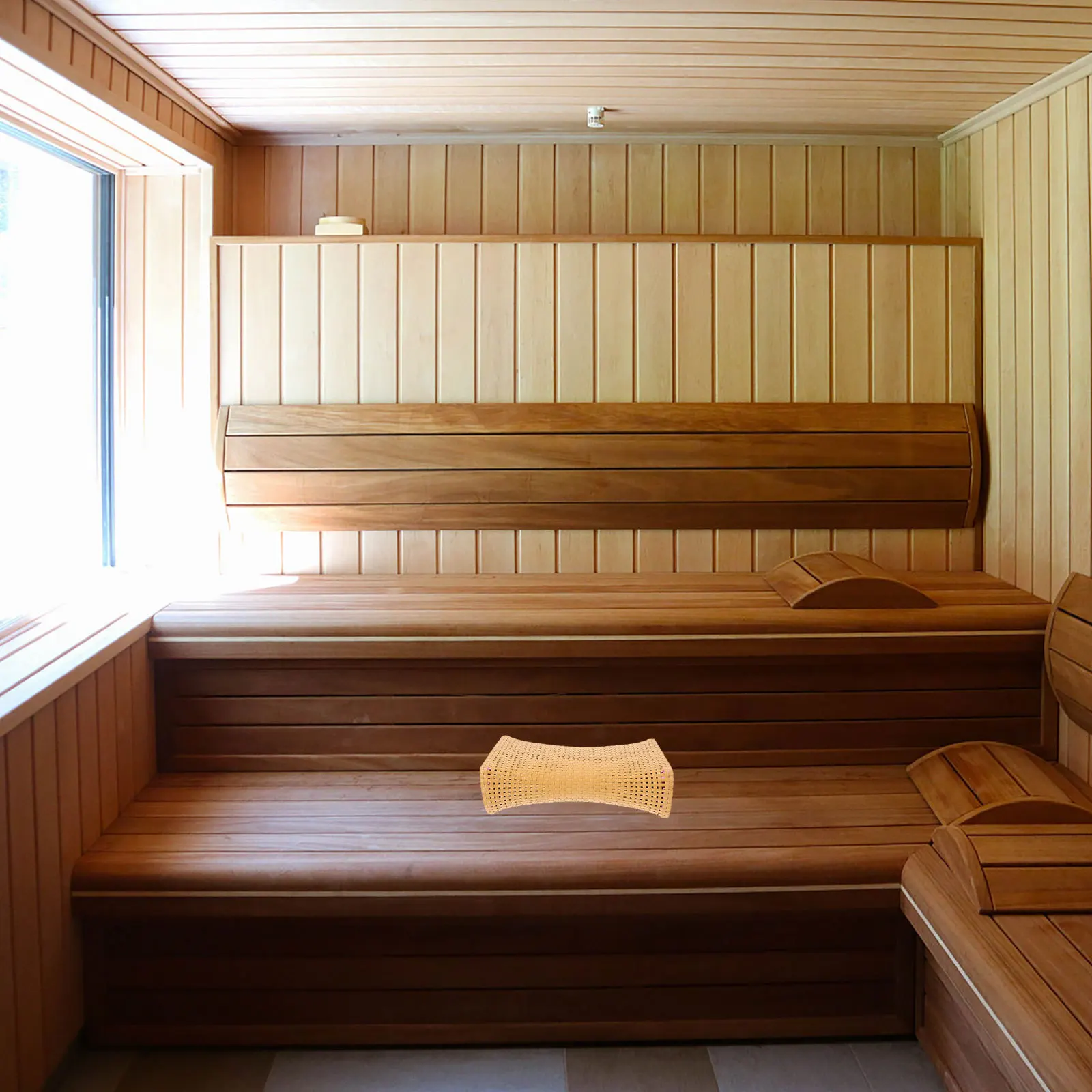 

Lightweight Breathable Imitation Rattan Sauna Pillow Headrest Neck Support for Steam Room Bath Spa Comfortable Relaxation Pillow