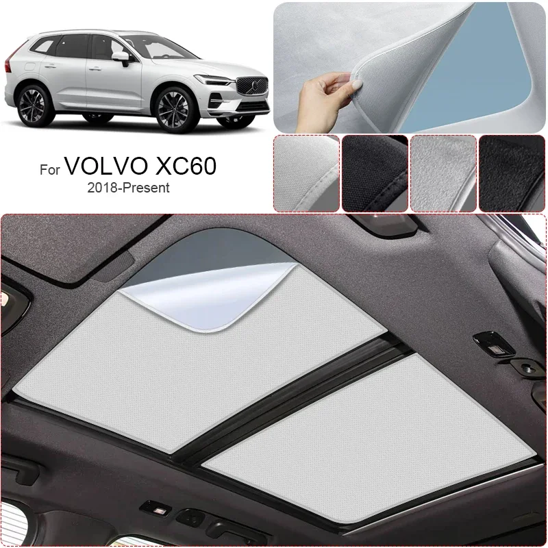 Car Suede Fabric For VOLVO XC60 2018-Present Electrostatic Adsorption Sunroof Sunshade Auto Anti-UV Heat Insulation Skylight