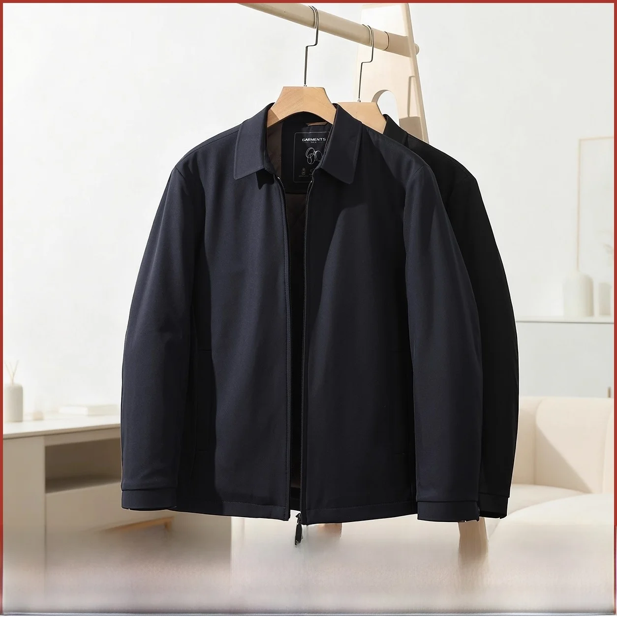 

Ele Silk Filled Men's Winter Busin Casual Collared Windproof Warm Cotton Jaet Polyester Fiber Long Sve Stand Fit