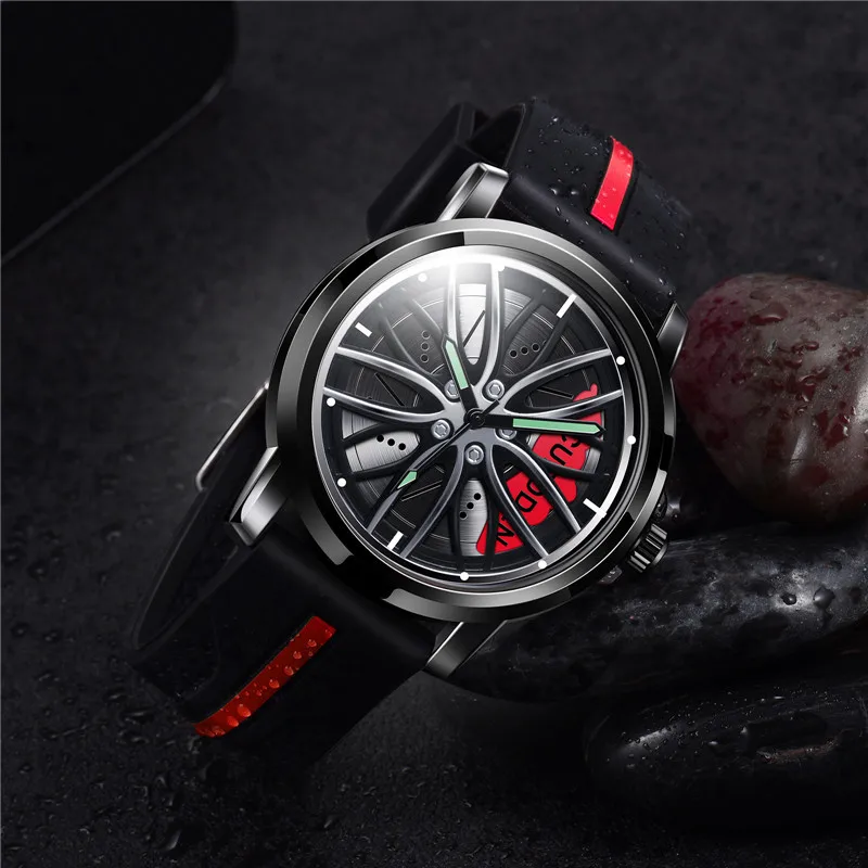 New Watches Men Fashion Sports Creative Car Wheel Rim Design Hip Hop Quartz Watch Man Male Clock Relogio Masculino Drop Shipping