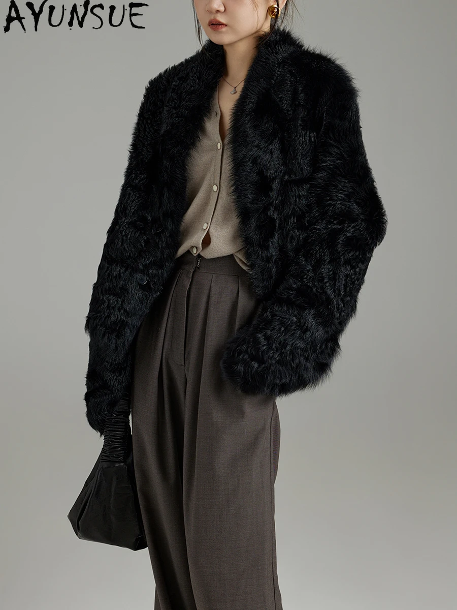 AYUNSUE Natural Sheepskin Fur Coat Women Luxury Clothing Female Real Leather Jacket Winter Jackets 2025 Short Style Шуба Женская
