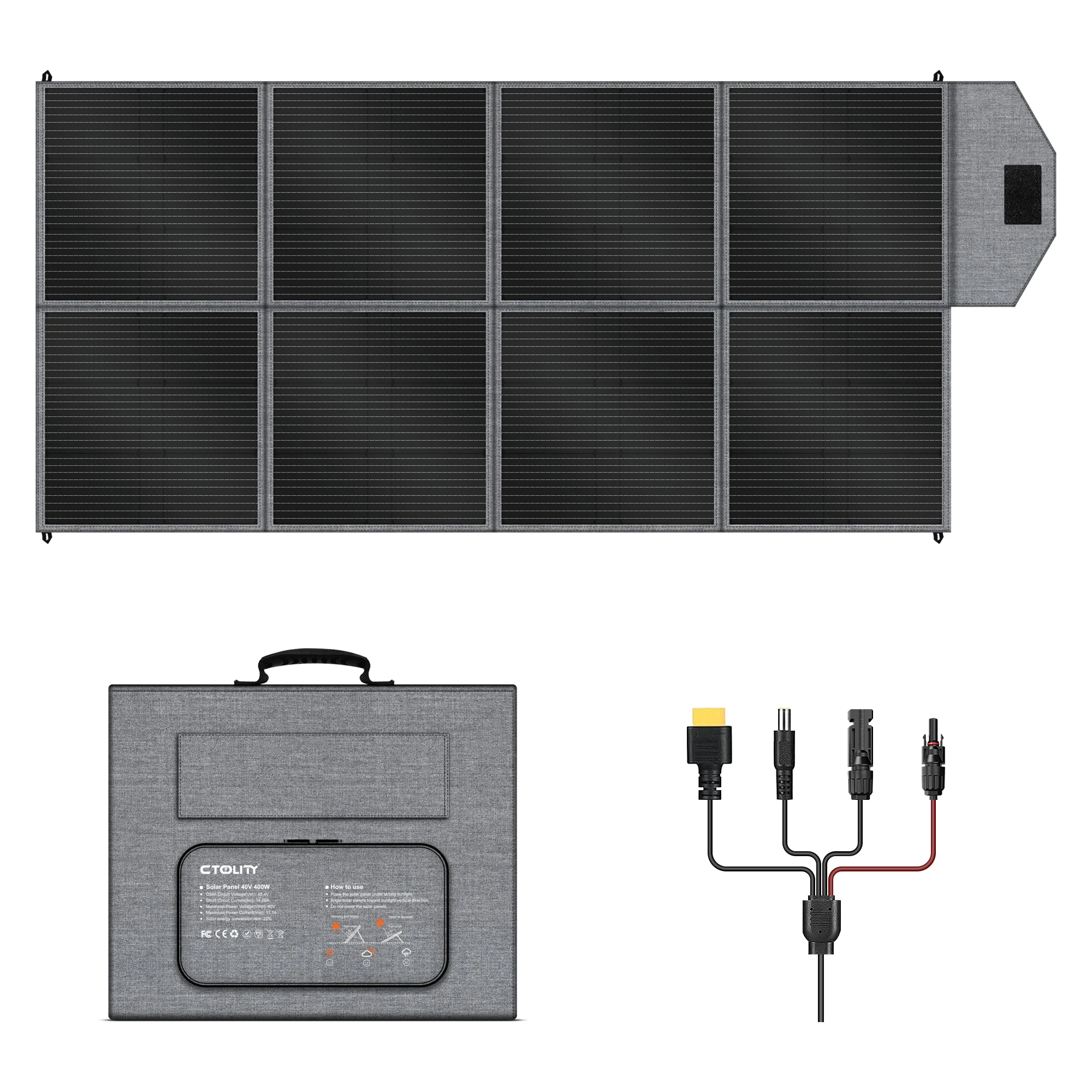 CTOLITY NIEUW MODEL SP400 400W 41V OPVOUWBAAR ZONNEPANEEL PET+600D Materiaal Geschikt voor Buitengebruik Zonne-energie Apparatuur Sets