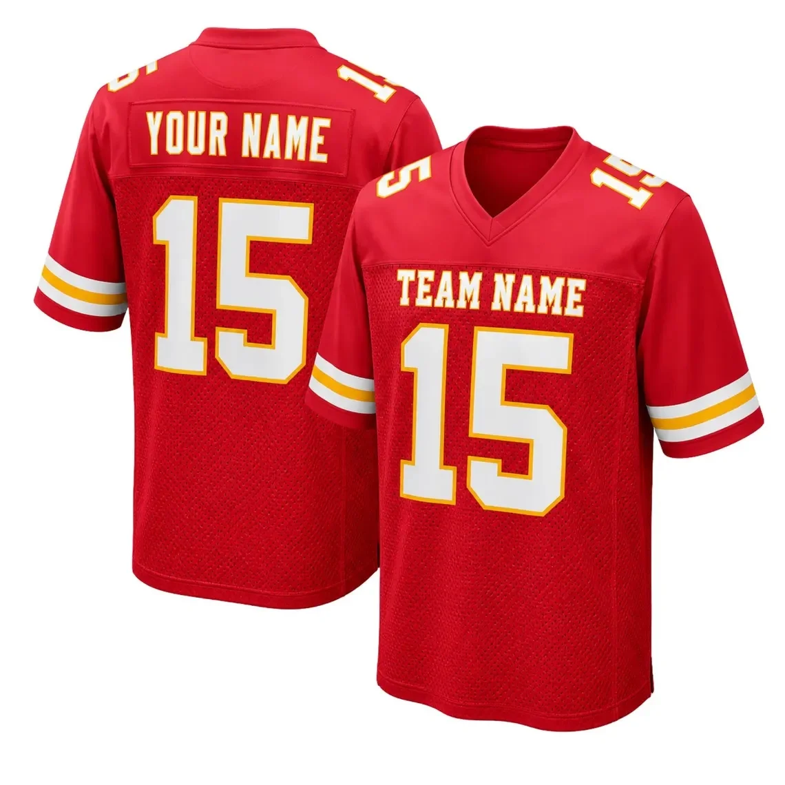 Kansas City Football Jersey, Hybrid Mesh V-Neck Shirt, Custom Name Number Gift, Short Sleeve Summer Unisex T-shirt