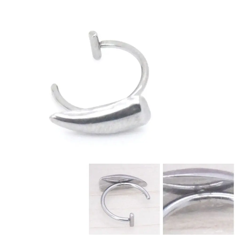 Vampire Fang Shape Fake Lip Ring Punk Stainless Steel Fake Labret Piercing Lip Stud Non-Piercing Non-piercing Lip Clip Cuff