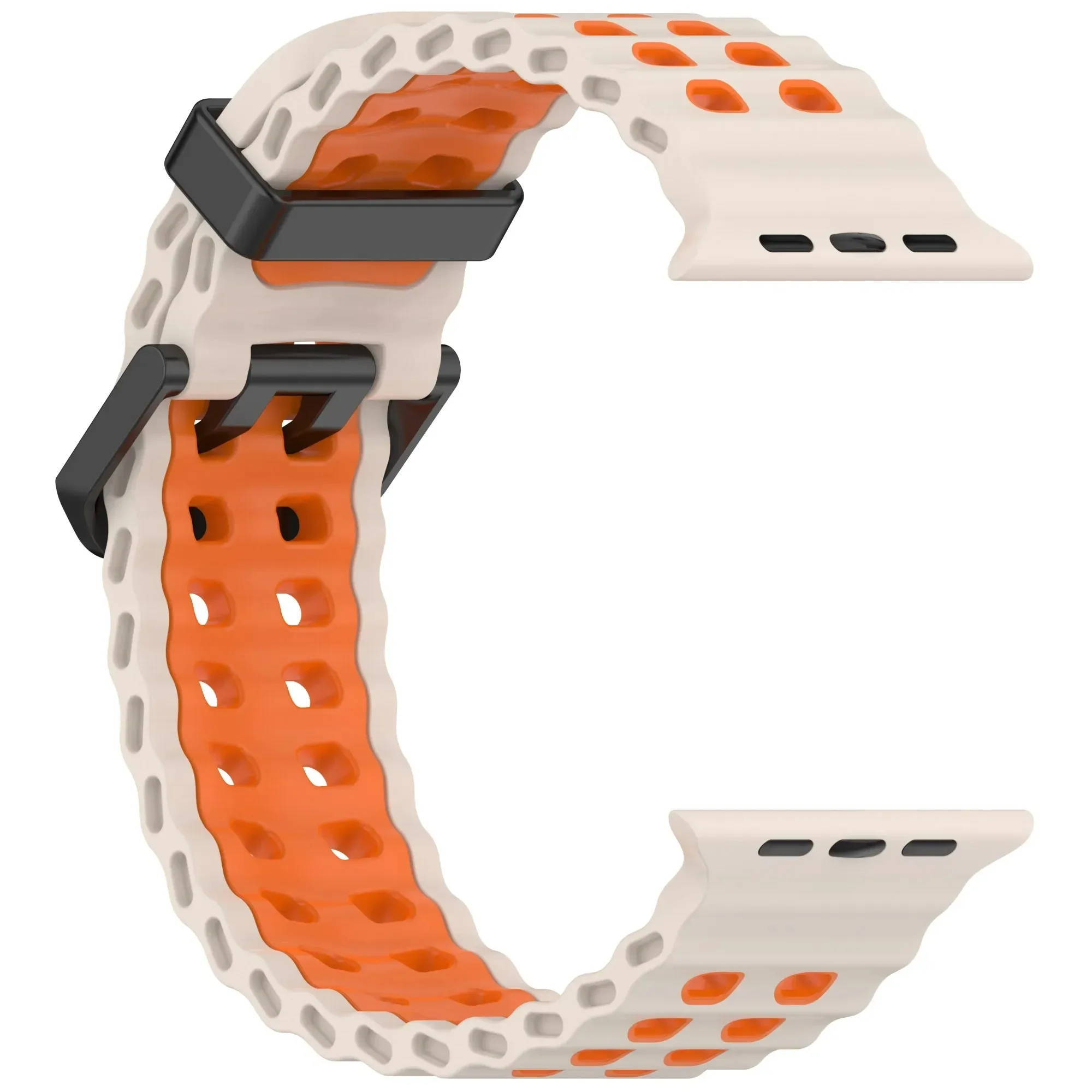 حزام سيليكون قابل للتنفس لساعة أبل الترا 2 49 ملم 10 46 ملم 45 ملم 44 ملم سوار معصم قابل للاستبدال iWatch Series 9 8 7 6 5 4 SE Band