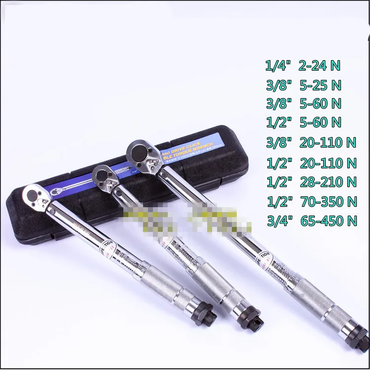 

Torque Wrench 1/2" 1/4" 3/4" 3/8" 2-5-20-24-25-28-60-65-70-110-210-350-450N.M Accuracy 4%