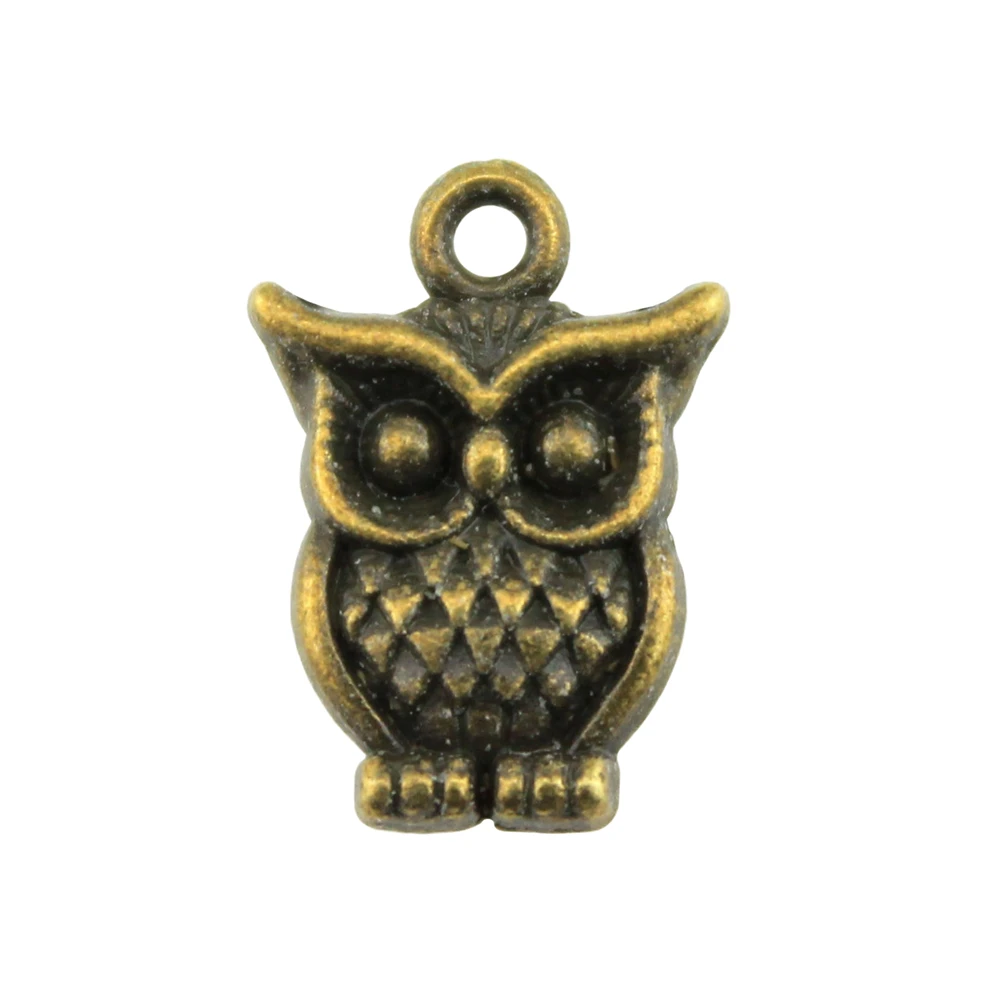 WYSIWYG 10pcs 16x12mm Charms Big Eyes Owl Antique Making Pendant Fit Vintage Tibetan Bronze Silver Color DIY Handmade Jewelry