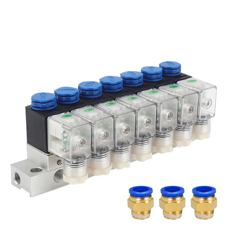 Pneumatic Solenoid Valve 3V1-06-NC 3/2 Way Integrated Control One Input Multiple Output With Busbar DC12V/24V AC110V/220V