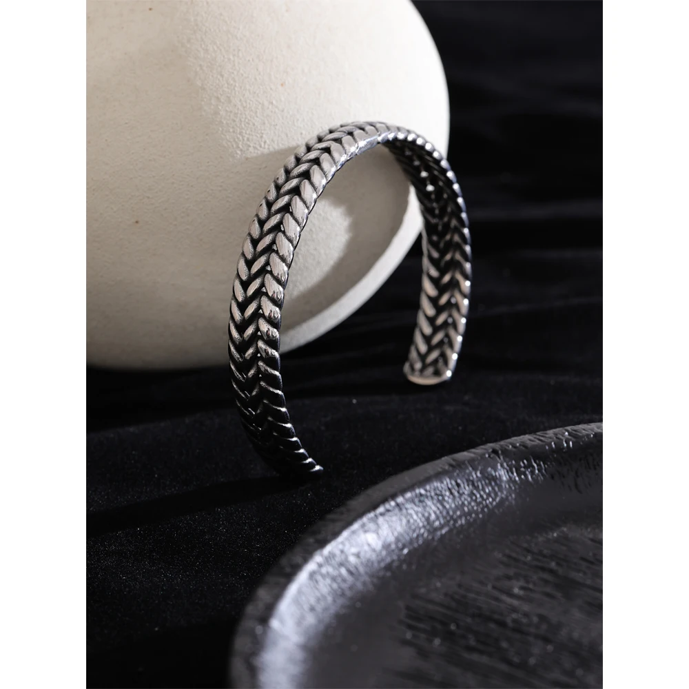 Yhpup 316 Stainless Steel Cuff Vintage Bracelet Bangle Jewelry for Men Retro Waterproof Classic Fashion Wrist Accessories