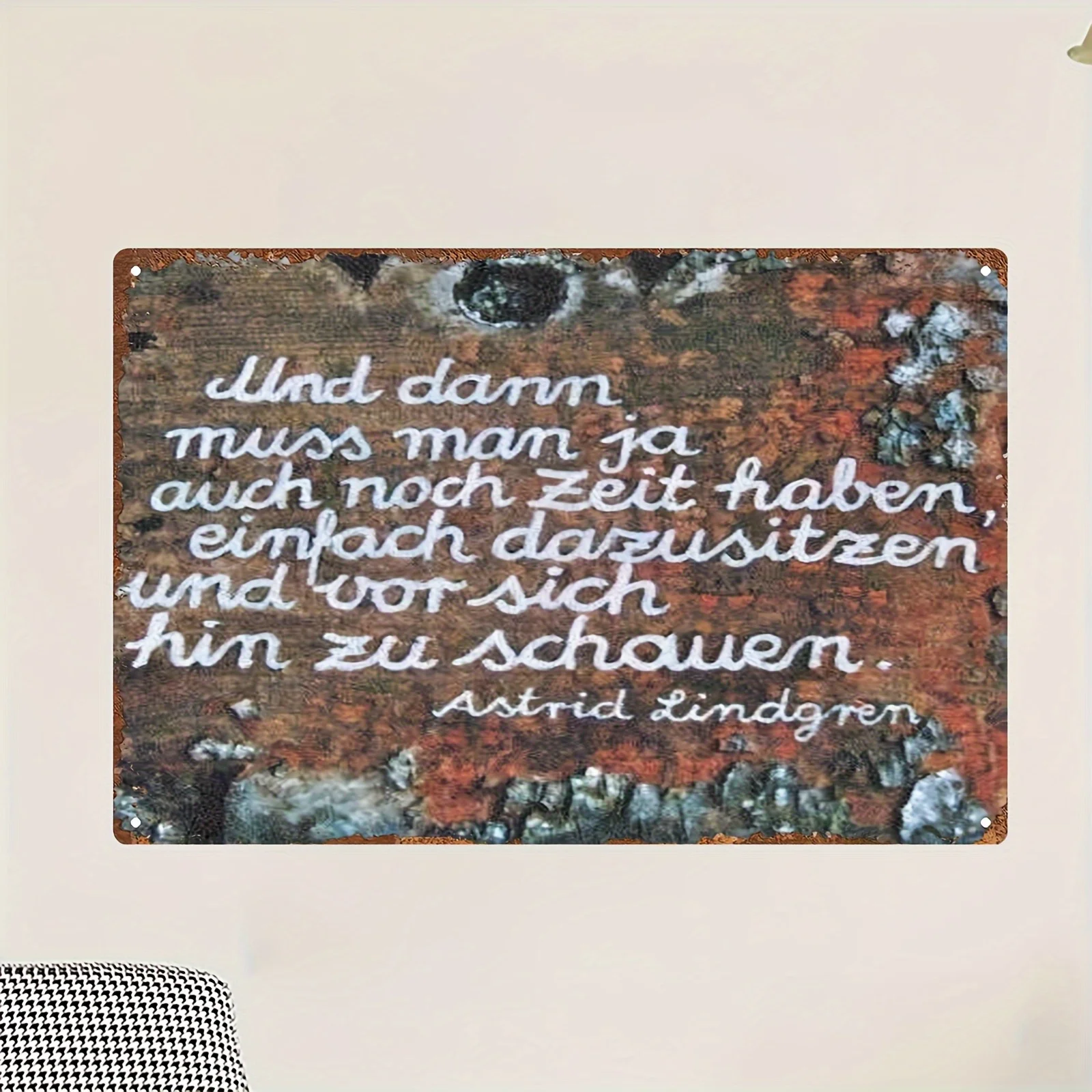 Vintage Metal Wall Art with Astrid Lindgren German Quote - Rustic Farmhouse Decor  Inch for Living Room, Bedroom, Office - Clas