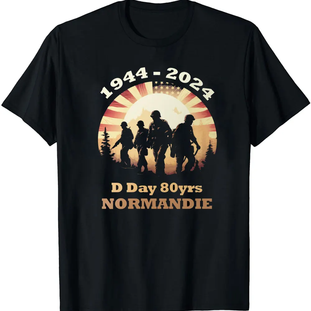 D-Day Shirt Omaha Beach Normandy Landings 80th Anniversary 1944-2024 Veteran Retro T-Shirt Gift Remembrance Day WW2 Cotton Tee