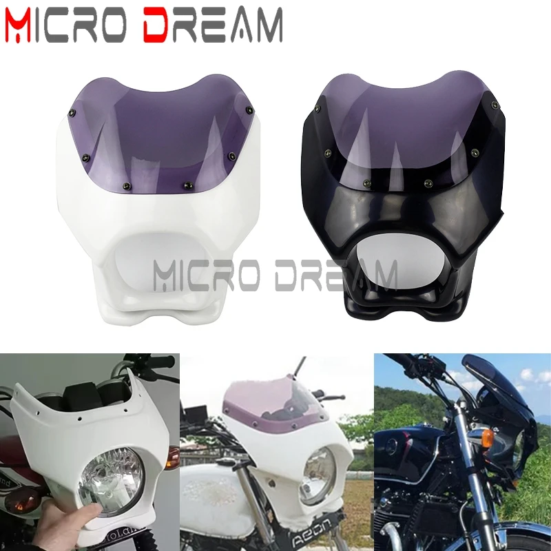 White Motorcycle ABS Headlight Fairing Cover for Yamaha Honda Suzuki YD50 TZR50 TZM50 YB50 TW200 GS50 AR80 AR125 FTR223 FTR250