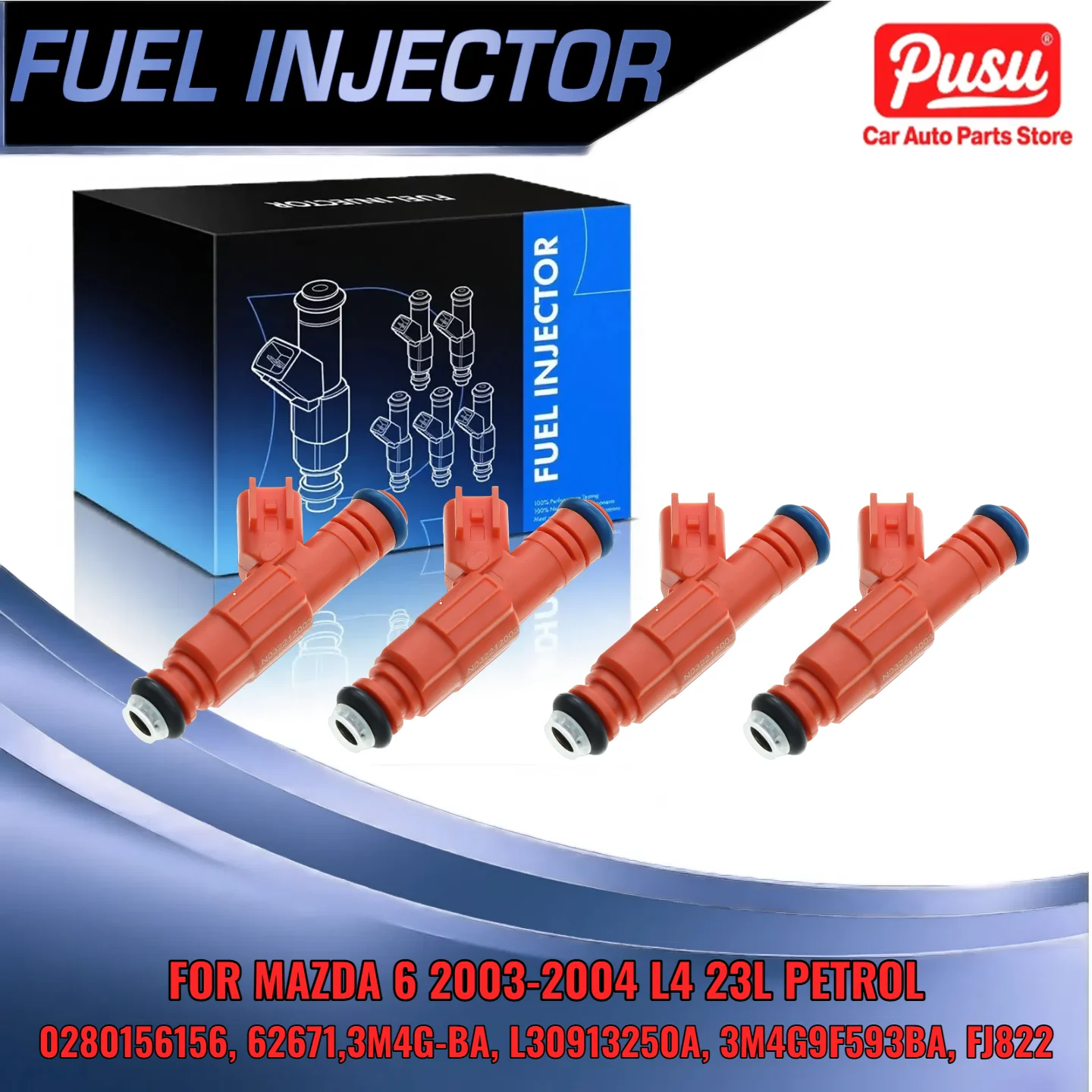 

For Mazda 6 2003 2004 L4 2 3L DOHC Petrol Fuel Injector Set 4Pcs Orange L30913250A FJ822