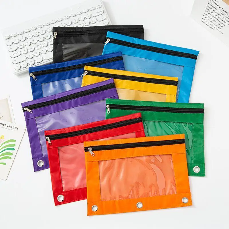 Multicolor Zipper Pencil Pouches With Clear Window And Waterproof Fabric Perfect For School Office And Daily Use