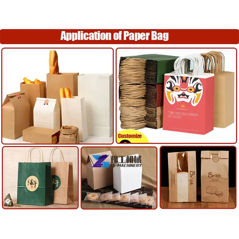 2022 New Design Mini Flat Square Bottom Carry Food Automatic Paper Bag Making Machine Kraft Paper Bag Printing Machine