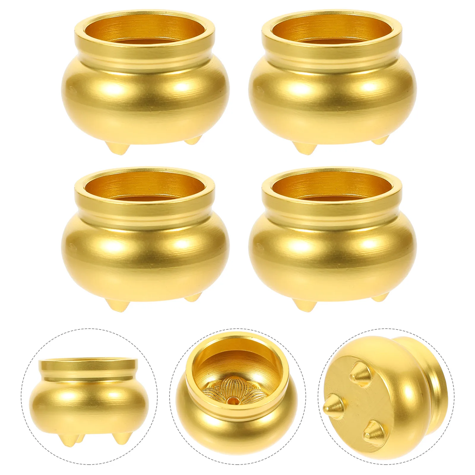 

4pcs Brass Burner Holder Home Decor Round Desktop Ornament For Sticks Table Decoration Incense Holder For Sticks