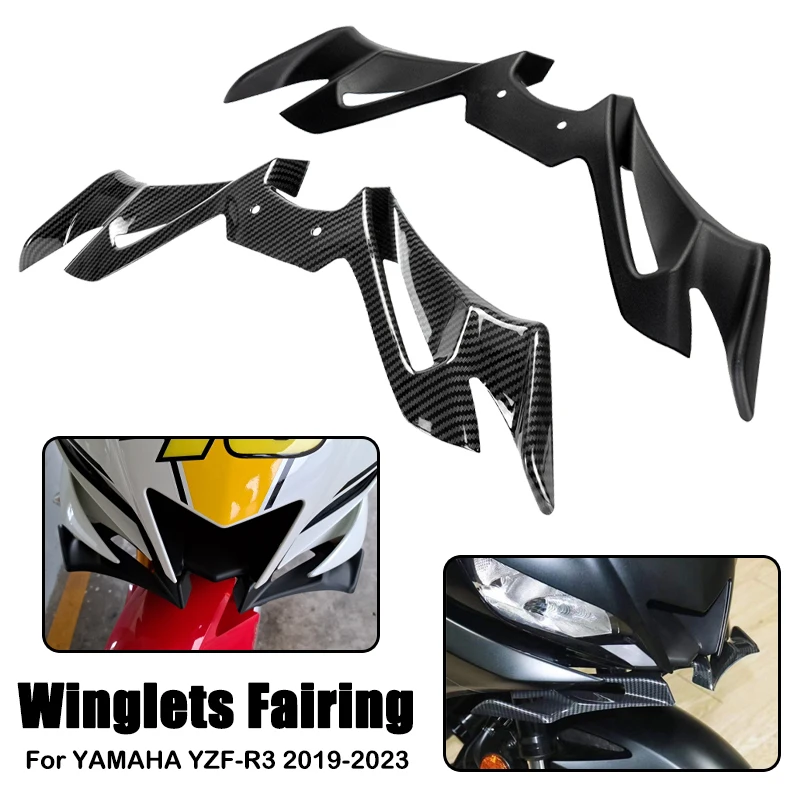 ABS Plastic Beak Nose Extension Cover Front Winglets Fairing Aerodynamic Wing Kit For YAMAHA YZF-R25 YZF-R3 YZF R25 R3 2019-2023