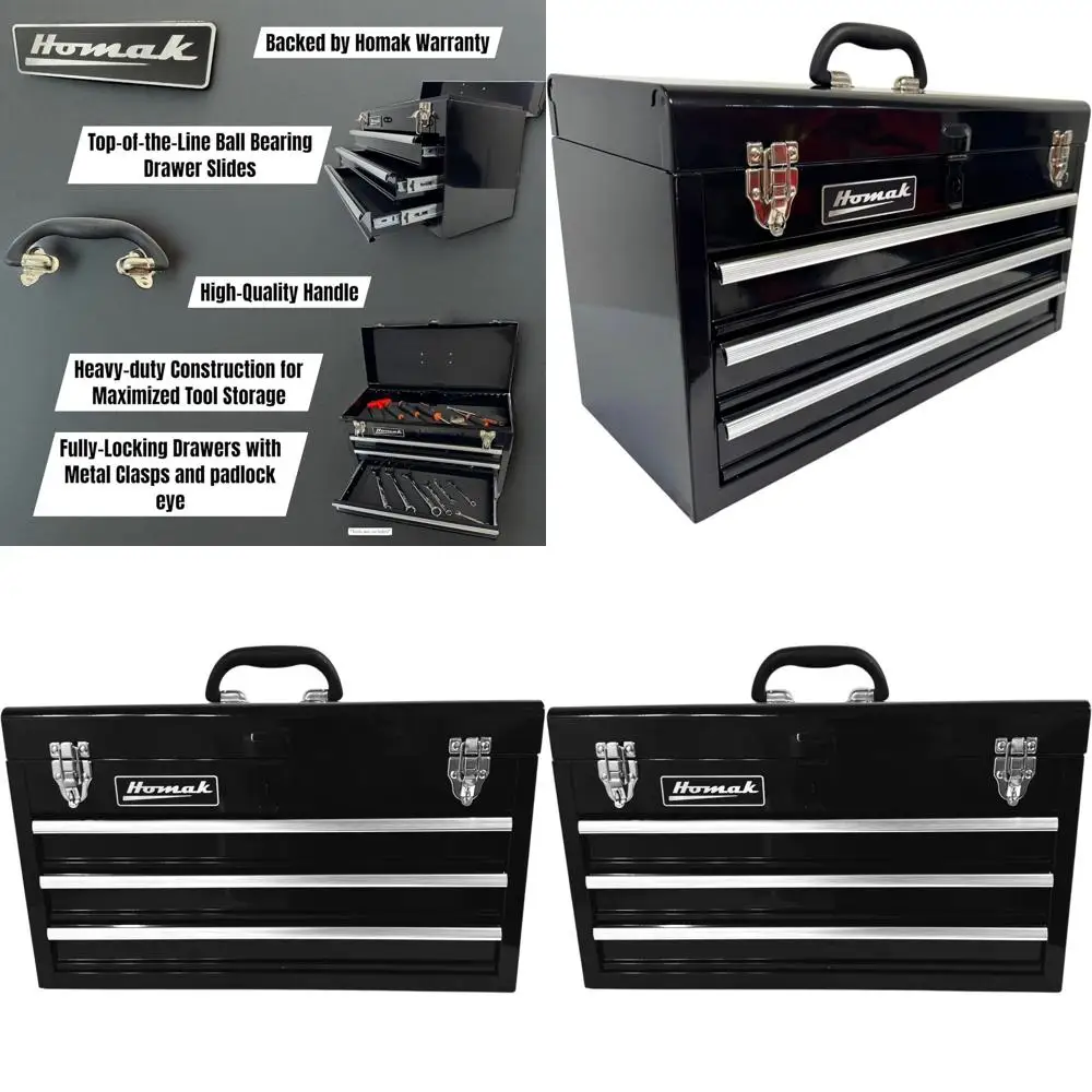 

20-дюймовый черный ящик для инструментов с выдвижными направляющими на шарикоподшипниках